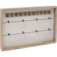 Cuelga llaves rectangular de Bienvenidos con ganchos - Dcasa
