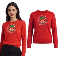 Jersey de Navidad de elfo navideño con glitter para mujer