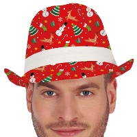 Sombrero navideño de gángster rojo