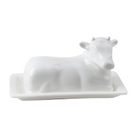 Mantequillera blanca con forma de vaca
