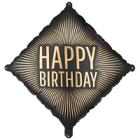 Globo de Happy Birthday negro y dorado de 46 cm