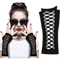 Guantes de rejilla góticos negros