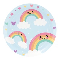 Platos de Nubes Arcoíris de 18 cm - 8 unidades