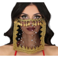 Velo negro transparente con monedas