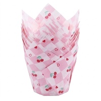 Cápsulas tulipán de papel para muffins de Cereza - PME - 24 unidades