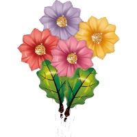 Bouquet de flores y hojas - 6 unidades