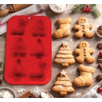 Molde de diseños navideños de silicona de 17 x 26 cm - 6 cavidades