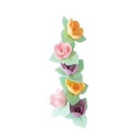 Obleas de flores de Rosa con hojas - Scrapcooking - 6 unidades