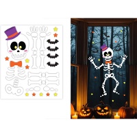 Decoración adhesiva para ventana en gel de esqueleto