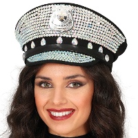 Gorra de policia con brillantes para adulto