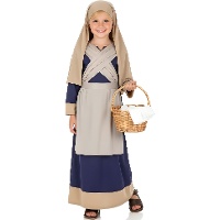 Disfraz de hebreo azul y marrón para niña