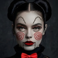 Joyas faciales adhesivas de muñeco asesino infantiles
