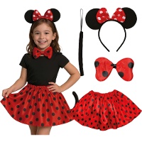 Conjunto de ratoncita con diadema, pajarita, falda y cola