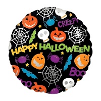 Globo redondo con figuras y mensaje de Happy Halloween de 46 cm - Anagram