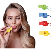 Silbatos de colores con cuerda - 4 unidades