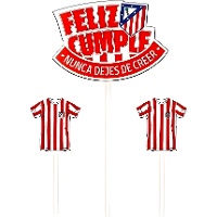 Toppers de Atlético de Madrid Feliz Cumple - 3 unidades