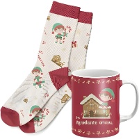 Set regalo con taza y calcetín de elfo