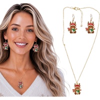 Set de collar y pendientes de reno navideño