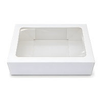 Caja de 25 x 17,5 x 7 cm para galletas blanca con ventana