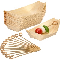 Pack de aperitivo de cuencos de 11,5 x 6,5 cm y brochetas de 9 cm - 24 packs