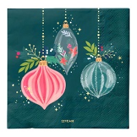 Servilletas de 16,5 cm de adorno navideño verde - 30 unidades