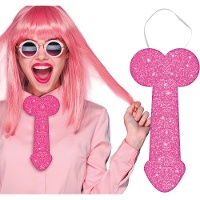 Corbata de pene rosa brillante de 30 cm