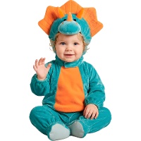 Disfraz de dinosaurio azul y naranja para bebe