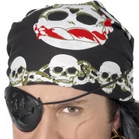 Pañuelo de pirata negro con calaveras