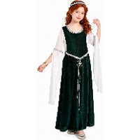 Disfraz de dama medieval verde infantil