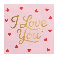 Servilletas de mensaje I Love You de 16,5 x 16,5 cm - 20 unidades