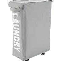 Cesto para la ropa con ruedas de 39 x 20 x 57 cm gris