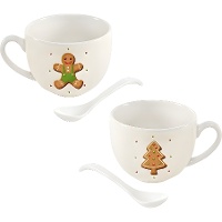 Tazas de 265 ml de Sweet Christmas con cucharas - 2 unidades