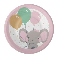 Platos de Elephant Baby de 17 cm - 8 unidades