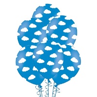 Globos de látex con nubes blancas de 30 cm - PartyDeco - 6 unidades