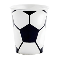 Vasos de fútbol balón blanco y negro de 260 ml - 6 unidades
