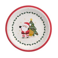 Platos de Papá Noel rojo y blanco de 18 cm - 8 unidades