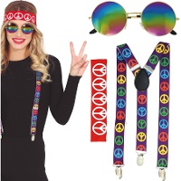 Set de hippie con tirantes, gafas y cinta