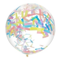 Globo de látex gigante con confetti de tiras de 61 cm - Folat - 1 unidad