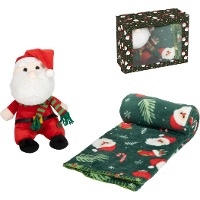 Peluche de Papá Noel con manta de 90 x 75 cm