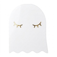 Servilletas blancas con forma de fantasma de 11 x 14 cm - 20 unidades