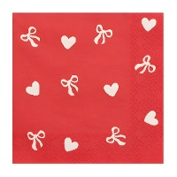 Servilletas de corazones y lazos de 16,5 x 16,5 cm - 20 unidades