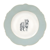 Plato de 20,4 cm con tigre bengala y borde dorado