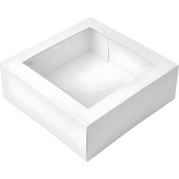 Caja de 25 x 25 x 10 cm para tarta blanca con ventana