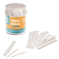 Palillos de madera en bote con envase individual - 200 unidades