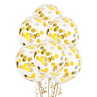 Globos de látex transparentes con confetti de estrellas de 30 cm - PartyDeco - 6 unidades