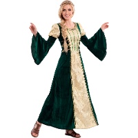 Disfraz de dama medieval verde oscuro para mujer