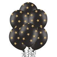 Globos de látex con estrellas doradas de 30 cm - PartyDeco - 6 unidades