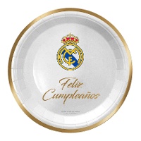 Platos de Real Madrid de Feliz cumpleaños de 18 cm - 8 unidades