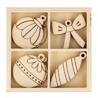 Figuras de madera troquelada de decoraciones navideñas - 12 unidades