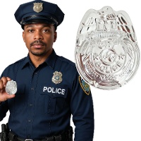 Placa de policía plateada de 7 cm